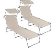 TecTake - 2 Ligbedden met zonnedak beige 400691