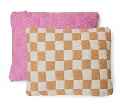 HK Living HKliving Checkered woven cushion Grapefruit (38x48)