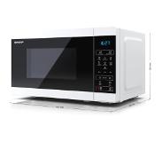 Sharp YC-MS02E-W magnetron 20L 800 W Zwart, Wit 8 automatische programma