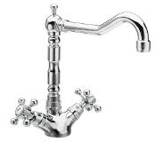 Sapho Keukenmengkraan Sapho Antea 2-knop Uitloop Recht 24 cm Chroom