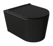 Salenzi Civita wandcloset 50x35x36.5cm keramiek rimless mat zwart excl. zitting