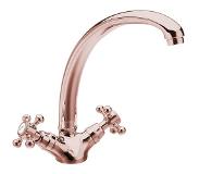 Sapho Wastafelmengkraan Sapho Antea 2-knop Gebogen Uitloop 26.5 cm Rose Goud