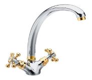 Sapho Wastafelmengkraan Sapho Antea 2-knop Gebogen Uitloop 26.5 cm Chroom / Goud
