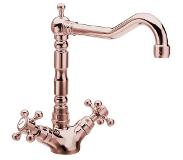 Sapho Keukenmengkraan Sapho Antea 2-knop Uitloop Recht 24 cm Rose Goud