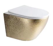 Best design Royal wandcloset randloos met zitting glanzend wit / goud