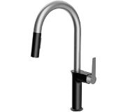 Allibert Keukenkraan Met Handdouche Allibert FLY 122mm Zwart Chroom