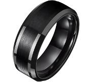 Mendes Wolfraam heren ring zwart gebostelde streep 8mm-17mm