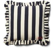 Riviera Maison kussenhoes, Kussensloop 50x50, Sierkussen gestreept, ruffels - RM Mountauban Pillow Cover - Blauw - Katoen