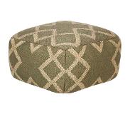 Beliani Poef groen en beige jute en wol 50 x 50 cm geometrisch patroon stijl uitgewassen kleuren