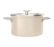 KitchenAid Steel Core Enamel kookpan 20cm 3,7L - Amandelwit - inductie - PFAS-vrij