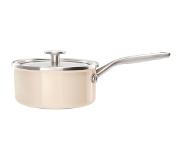 KitchenAid Steel Core Enamel steelpan 20cm 2,4L - Amandelwit - inductie - PFAS-vrij