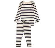 HEMA Meegroei Baby Pyjama Rib Strepen Beige