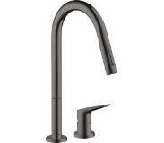 Axor Citterio M 2-gats ééngreeps keukenmengkraan 220 met uittrekbare vuistdouche, brushed black chrome