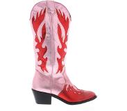 DWRS Regina leren cowboylaarzen roze/rood Dames | Maat: 40