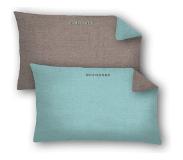 Schiesser Kussensloop - 100% katoen renforcé - Set van 2 kussenhoezen 40 x 80 cm - Tweezijdig - Doubleface Munt/Antraciet