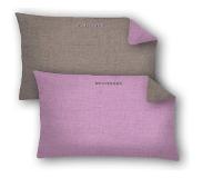 Schiesser Kussensloop - 100% katoen renforcé - Set van 2 kussenhoezen 40 x 80 cm - Tweezijdig - Doubleface Roze/Antraciet