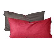 Schiesser Kussensloop - 100% katoen renforcé - Set van 2 kussenhoezen 40 x 80 cm - Tweezijdig - Doubleface Rood/Antraciet