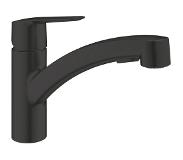 GROHE Start Quickfix keukenmengkraan met uittrekbare handdouche rond mat zwart