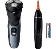 Philips SHAVER Series 3000 S3133/57 scheerapparaat Roterend scheerapparaat Trimmer Zwart