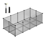 Songmics Buitenren met bodemplaat, box, cavia's, omheining, van kunststof, omheining voor hamsters, konijnen, egel, 143 x 73 x 46 cm, grijs LPC002G01