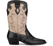 PS Poelman MOCO leren cowboylaarzen zwart/beige Dames | Maat: 36