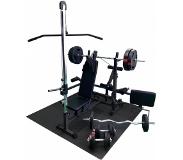 Gorilla Sports Fitnessbank Zwart Met Gewichten 100 kg - Lat Pulley - Puzzelmat -