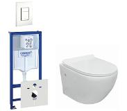 GROHE Nemo Go compact Toiletsetset - spoelrandloos - grohe inbouwreservoir - softclose - quickrelease - bedieningsplaat verticaal - wit 0720003/0729205/sw242519/