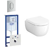 Clou Hammock Compact Toiletset - inbouwreservoir - wandtoilet - softclose - quickrelease - bedieningsplaat verticaal -mat chroom 0729205/0729241/sw106248/sw106250/