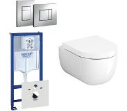 Clou Hammock Compact Toiletset - inbouwreservoir - wandtoilet - softclose - quickrelease - bedieningsplaat verticaal/horizontaal - chroom 0720001/0729205/sw106248/sw106250/