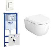 Clou Hammock Compact Toiletset - inbouwreservoir - wandtoilet - softclose - quickrelease - bedieningsplaat verticaal/horizontaal - wit 0720003/0729205/sw106248/sw106250/