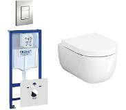 Clou Hammock Compact Toiletset - inbouwreservoir - wandtoilet - softclose - quickrelease - bedieningsplaat verticaal/horizontaal - mat chroom 0720002/0729205/sw106248/sw106250/