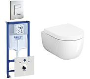 Clou Hammock Compact Toiletset - inbouwreservoir - wandtoilet - softclose - quickrelease - bedieningsplaat verticaal/horizontaal - RVS 0729205/0720026/sw106248/sw106250/