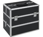 vidaXL Make-up koffer 37x24x35 cm aluminium zwart