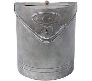HAES deco - Brievenbus vintage grijs metaal met Hartje en tekst "POST", formaat 24x10x29 cm