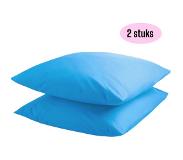 Kasteel - Kussenslopen - 60x70 cm - Midden Blauw - 100% Katoen - Set Van 2 Stuks