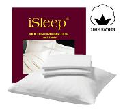 ISleep Molton Kussenslopen (2 stuks) - 100% Katoen - Hotelsluiting - 60x70 cm - Wit