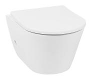 Saqu Wash 2.0 randloos hangtoilet met koud water bidetkraan en toiletbril Mat wit
