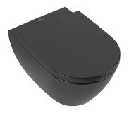 Villeroy & Boch subway 2.0 hangend toilet zonder spoelrand met directflush en ceramicplus 37 x 56 cm, ebony