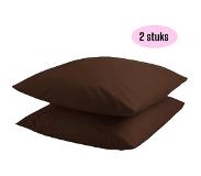 Kasteel - Kussenslopen - 60x70 cm - Donker Bruin - 100% Katoen - Set Van 2 Stuks