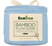 Bambaw Bamboe Kussenslopen | 2 stuks | Eco Kussensloop 50cm bij 70cm | Lichtblauw | Luxe Bamboe Beddengoed | Hypoallergeen Kussenslopen | Puur Bamboe viscose rayon Kussensloop | Ultra-ademende Stof | Bambaw