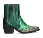 Manfield leren cowboylaarzen groen/zilver Dames | Maat: 38