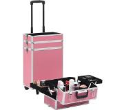 vidaXL Make-up trolley aluminium roze