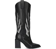 Sacha leren cowboy laarzen zwart/zilver Dames | Maat: 40