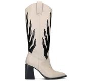 Sacha leren cowboy laarzen wit/zwart Dames | Maat: 41