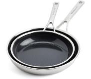 KitchenAid Koekenpannenset 24/28cm multi-ply RVS met keramische anti-aanbaklaag