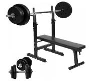 Gorilla Sports Halterbank + 70 kg Halterset - Kunststof