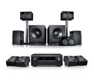 Teufel System 6 THX + Denon X3800H voor Dolby Atmos "5.2.4-Set" Home cinema Zwart