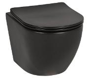 Saqu Please compact hangtoilet met softclose toiletbril 36x48x32cm mat zwart