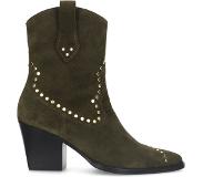 Manfield suède cowboylaarzen met studs groen Dames | Maat: 39