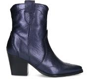 Manfield leren cowboylaarzen blauw metallic Dames | Maat: 38